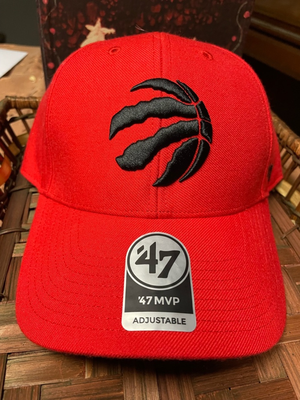 Raptors Mitchell & Ness Red Toronto Raptors Black Claw Logo Hat